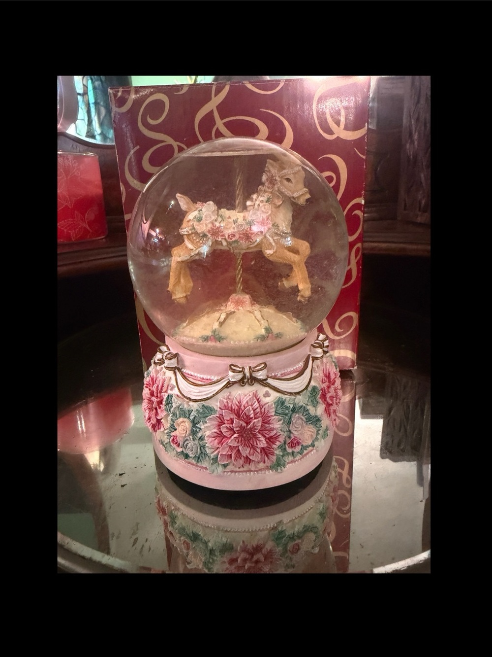 Ellen Kamysz San Francisco Music Box Co Snow Water Globe Christmas Reindeer Rare
